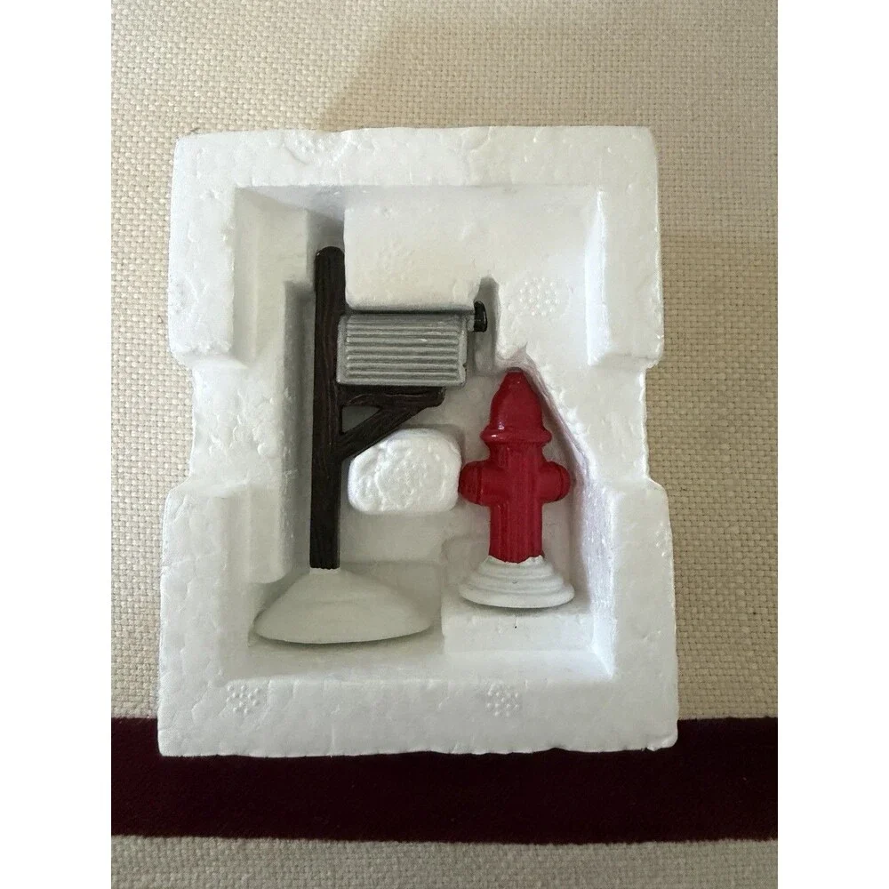 Department 56 Original Snow Village Fire Hydrant and Mail Box Set of 2 #5405